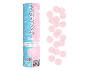 Хлопушка 15 см, Boy or Girl light pink paper circles JC-KPGR15 1742 цена и информация | Гудки для вечеринки Clown Face (4шт.) | kaup24.ee