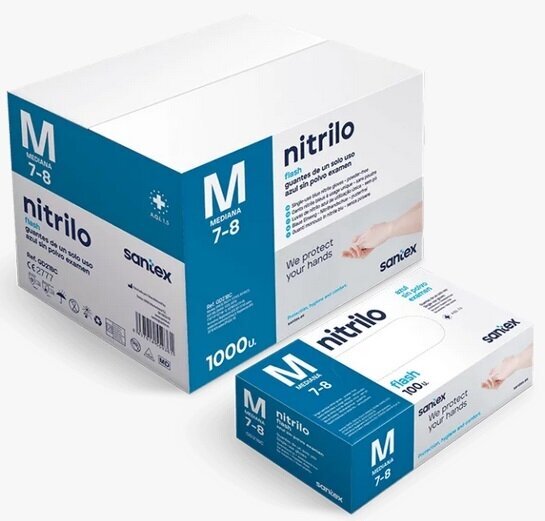 Tugevad ühekordsed nitriilkindad Santex Nitrile Flash S, 1000 tk (4.5g) hind ja info | Töökindad | kaup24.ee