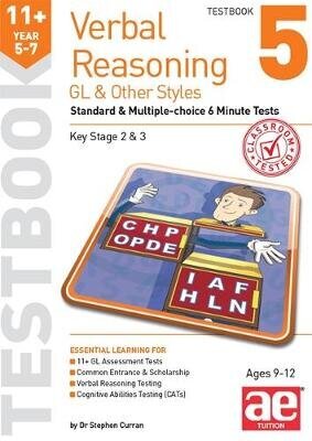 11plus Verbal Reasoning Year 5-7 GL & Other Styles Testbook 5: Standard & Multiple-choice 6 Minute Tests цена и информация | Noortekirjandus | kaup24.ee