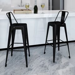 Высокие барные стулья, черные, квадратные, с поддержкой для спины, 2шт. цена и информация | Стулья для кухни и столовой | kaup24.ee