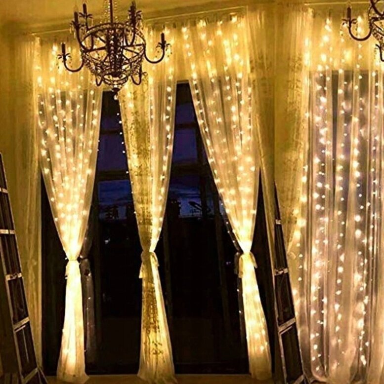 Garland, LED valguskardin puldiga, USB toide 3x2M, 300 LED hind ja info | Jõulutuled | kaup24.ee