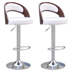 2 барных стула из искусственной кожи с мягкой спинкой, белые цена и информация | Стулья для кухни и столовой | kaup24.ee
