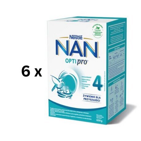 Piimasegu NAN OPTIPRO 4, alates 2 aastast, 650g, 6 tk. pakett цена и информация | Piimasegu | kaup24.ee