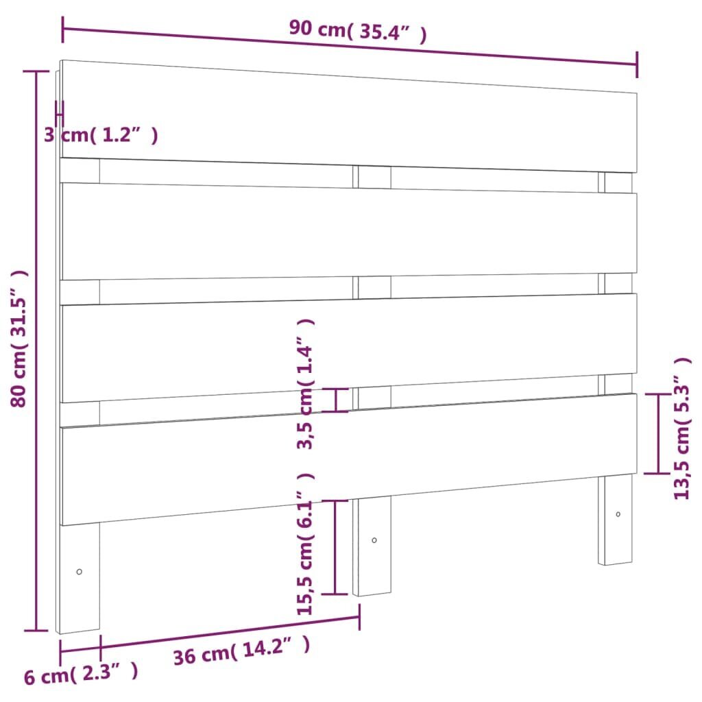 vidaXL voodipeats, 90x3x80 cm, männipuit цена и информация | Voodid | kaup24.ee