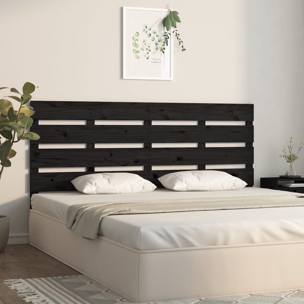 vidaXL voodipeats, must, 135x3x80 cm, männipuit hind ja info | Voodid | kaup24.ee