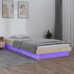 vidaXL LED-voodiraam, 90 x 200 cm, männipuit цена и информация | Кровати | kaup24.ee