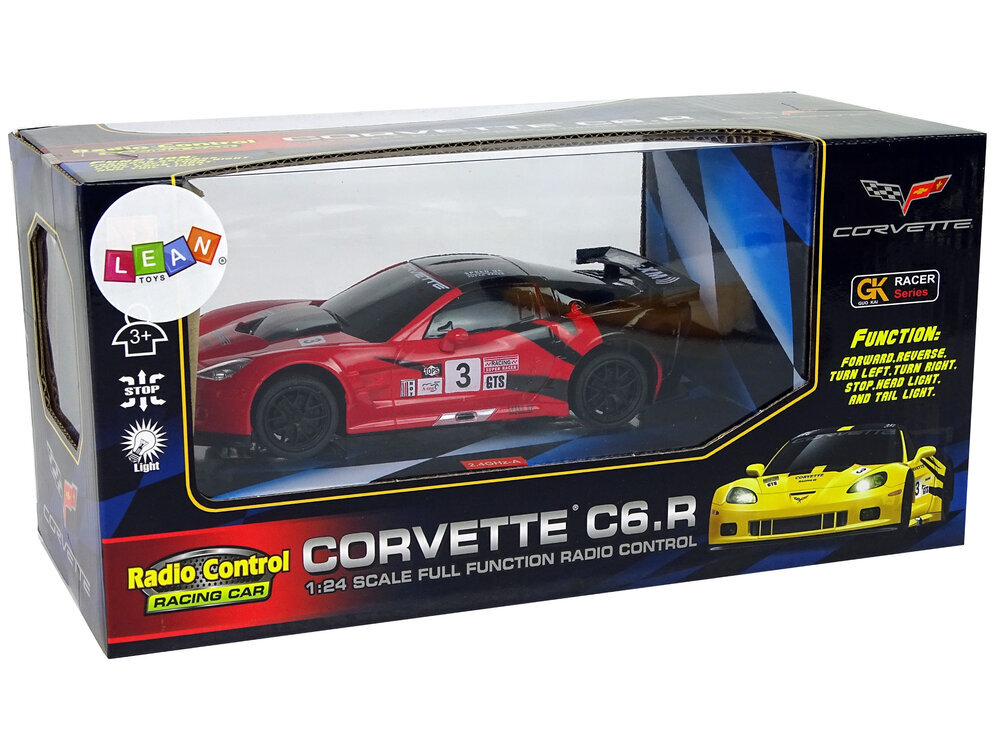 Nuotoliniu būdu valdomas sportinis automobilis Corvette C6.R, 2.4 G, 1:24, raudonas цена и информация | Poiste mänguasjad | kaup24.ee