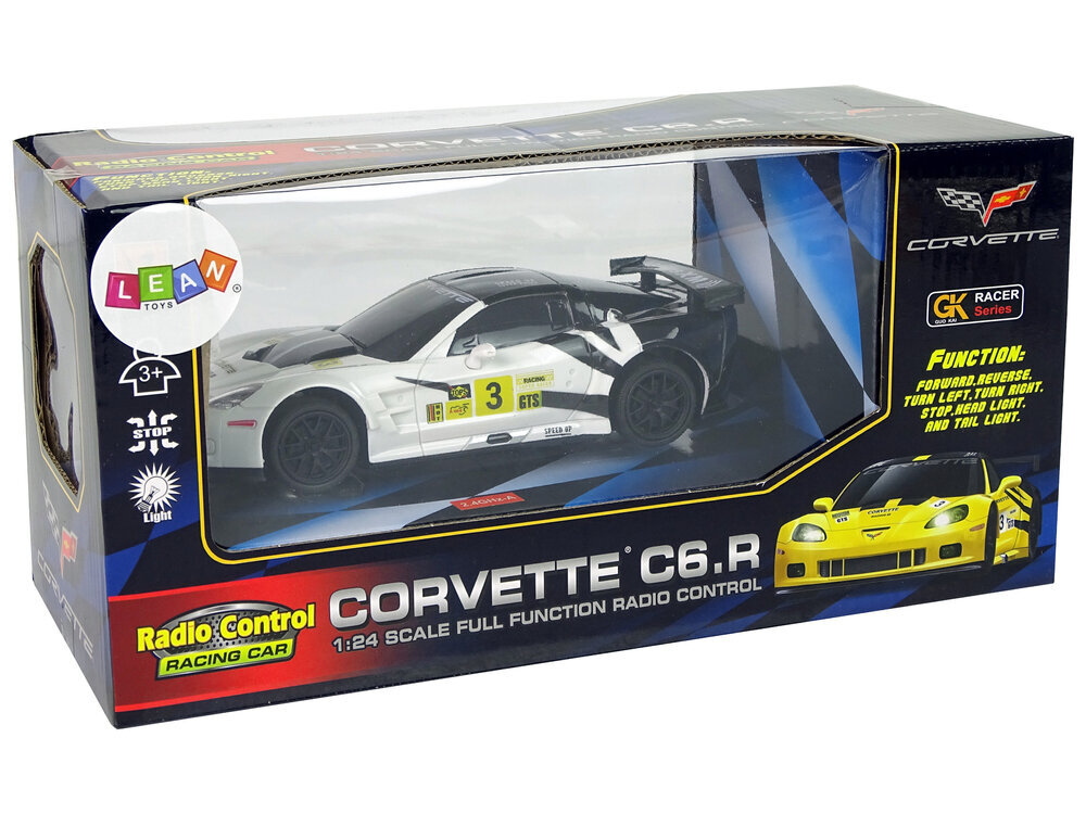 Kaugjuhtimispult Sportauto Corvette C6.R, 2,4 G, 1:24, valge hind ja info | Poiste mänguasjad | kaup24.ee