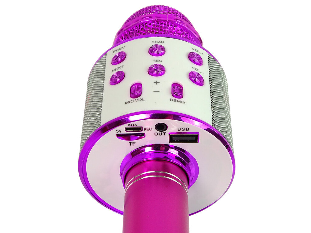 Juhtmeta karaokemikrofon kõlarite ja salvestusfunktsiooniga WS-858, roosa hind ja info | Arendavad mänguasjad | kaup24.ee