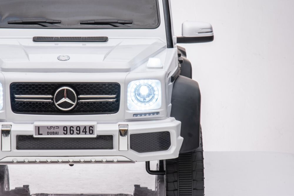 Ühekohaline elektriauto lastele 6x6 Mercedes Benz G63, valge hind ja info | Laste elektriautod | kaup24.ee