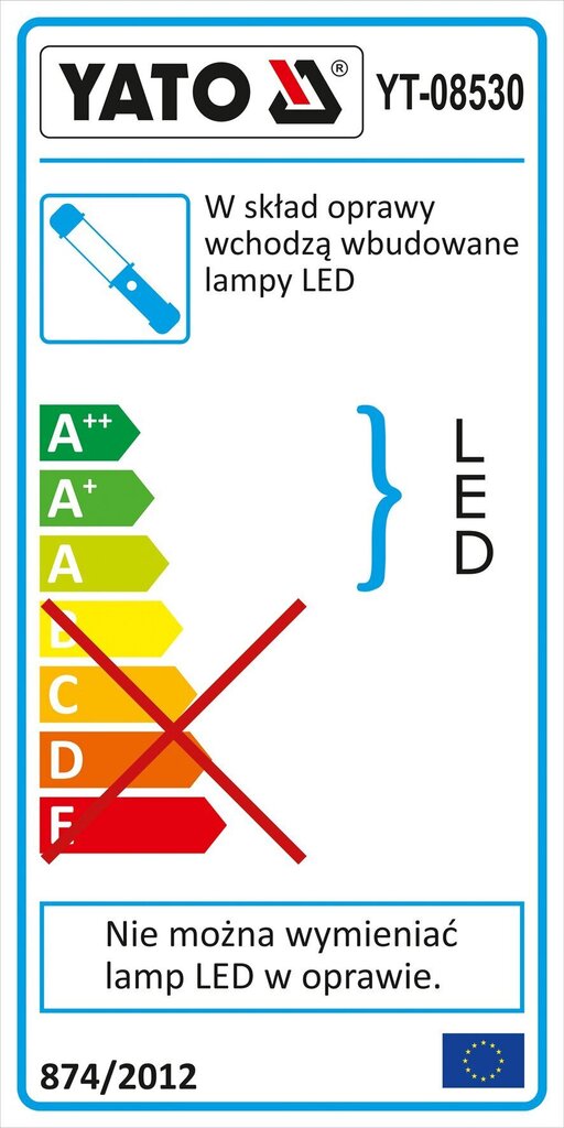 YATO Yato kapoti all töötamise LED-tuli цена и информация | Taskulambid, prožektorid | kaup24.ee