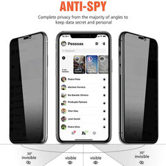 iPhone 11 Pro Max/Xs Max (6,5″) Anti-Spy täisekraani kaitseklaas (10D) hind ja info | Ekraani kaitsekiled | kaup24.ee