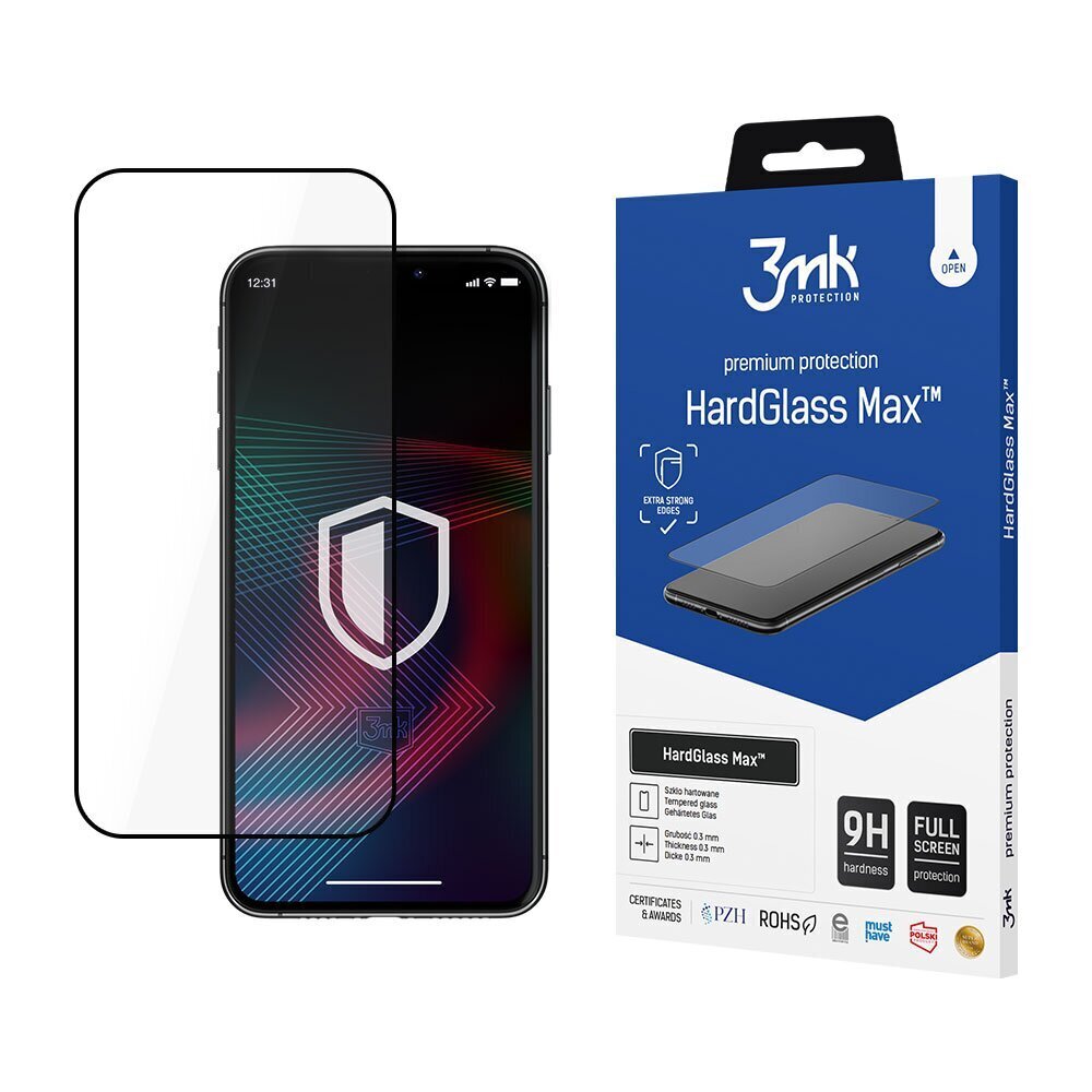 LCD kaitsev karastatud klaas 3MK Hard Glass Max Apple iPhone 14 Pro Max must цена и информация | Ekraani kaitsekiled | kaup24.ee