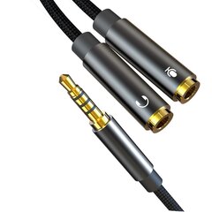 XO audio cable 2in1 NB-R197 3.5mm jack - socket 3.5 мм jack / microphone 0,23 м black цена и информация | Кабели для телефонов | kaup24.ee