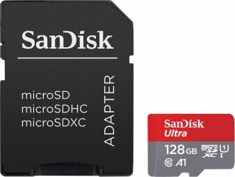 Mälukaart Sandisk Ultra microSDXC 128GB + SD-adapter hind ja info | Mobiiltelefonide mälukaardid | kaup24.ee