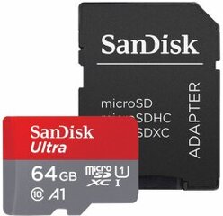 Sandisk Ultra microSDXC 64GB + Adapter цена и информация | Карты памяти для телефонов | kaup24.ee