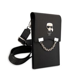 Karl Lagerfeld Saffiano Metal Ikonik Wallet Phone Bag Black цена и информация | Чехлы для телефонов | kaup24.ee