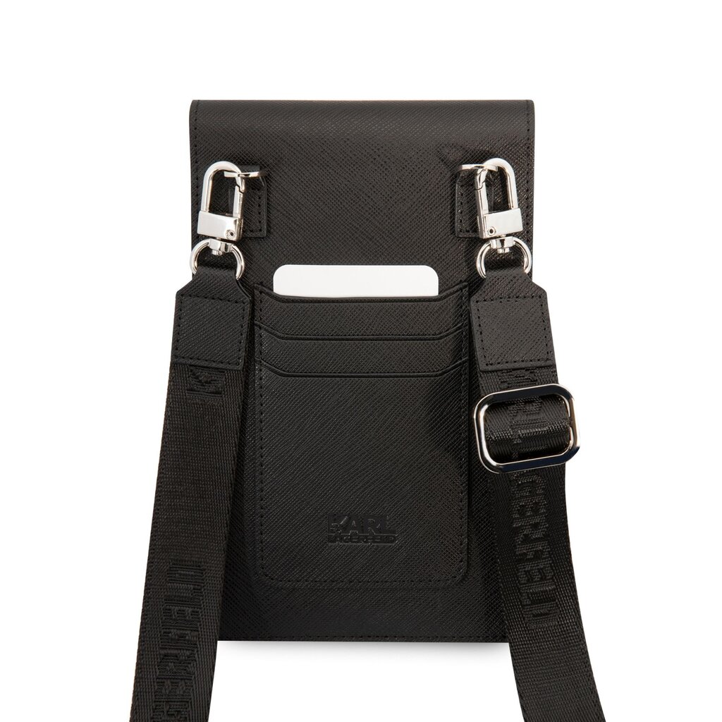 Karl Lagerfeld Saffiano Metal Ikonik Wallet Phone Bag Black hind ja info | Telefoni kaaned, ümbrised | kaup24.ee