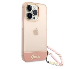 Guess PC/TPU Camera Outline Translucent Case with Strap for iPhone 14 Pro Max Pink цена и информация | Чехлы для телефонов | kaup24.ee