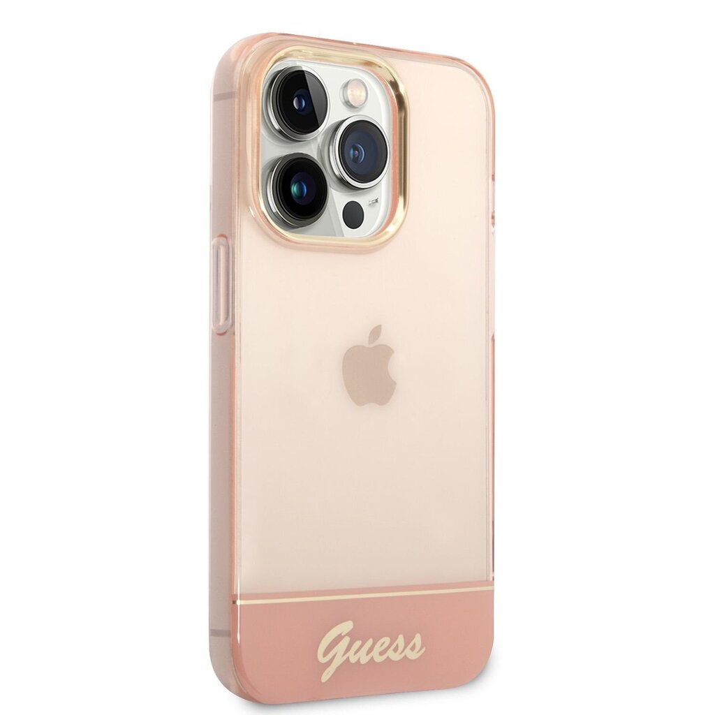 Guess PC/TPU Camera Outline Translucent Case for iPhone 14 Pro Pink цена и информация | Telefoni kaaned, ümbrised | kaup24.ee