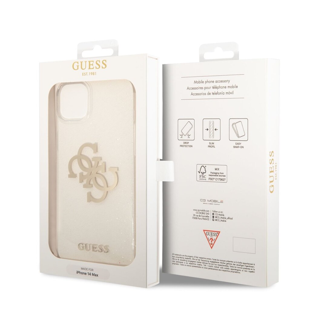 Guess TPU Big 4G Full Glitter Case for iPhone 14 Plus Transparent цена и информация | Telefoni kaaned, ümbrised | kaup24.ee