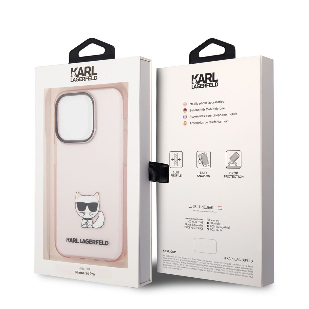 Karl Lagerfeld Choupette Logo Case for iPhone 14 Pro Pink hind ja info | Telefoni kaaned, ümbrised | kaup24.ee