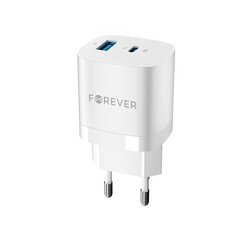 Forever TC-05 GaN PD charger 1x USB-C 1x USB 33W white цена и информация | Зарядные устройства для телефонов | kaup24.ee