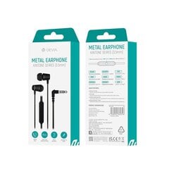 Devia wired earphones Kintone Metal jack 3,5mm black цена и информация | Наушники | kaup24.ee