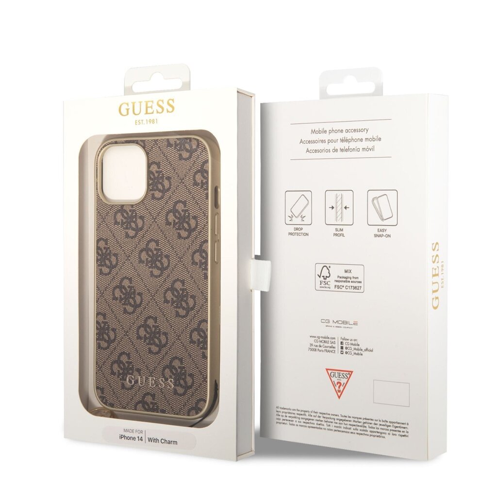 Guess 4G Charms Case for iPhone 14 Brown цена и информация | Telefoni kaaned, ümbrised | kaup24.ee