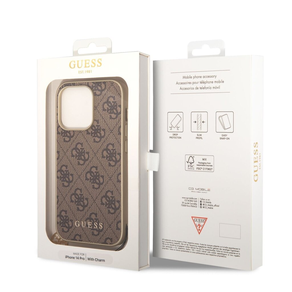 Guess 4G Charms Case for iPhone 14 Pro Brown цена и информация | Telefoni kaaned, ümbrised | kaup24.ee