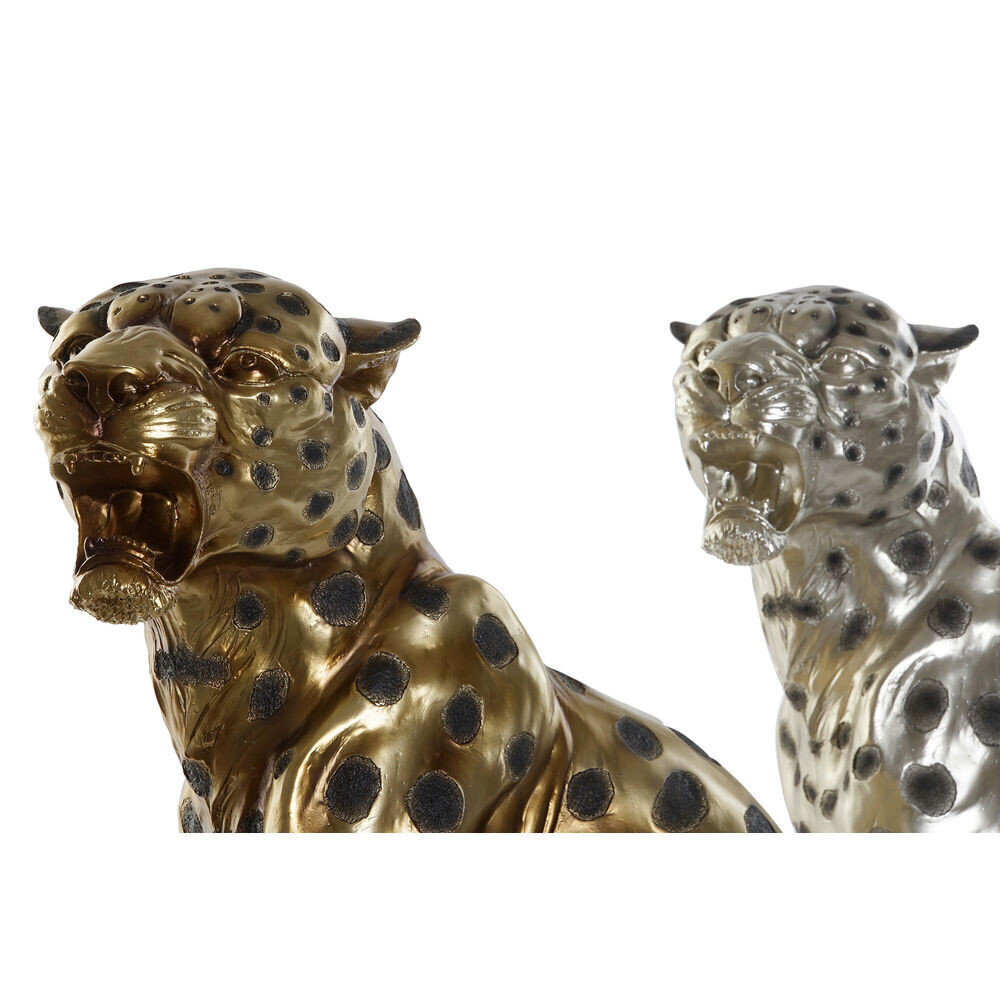 Dekoratiivkuju DKD Home Decor Hõbedane Must Kuldne Leopard Vaik (36 x 28 x 52 cm) (2 pcs) hind ja info | Sisustuselemendid | kaup24.ee