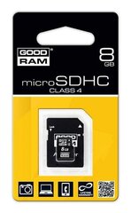 Карта памяти GoodRam 8GB microSDHC + SD адаптер цена и информация | GoodRam Мобильные телефоны, Фото и Видео | kaup24.ee