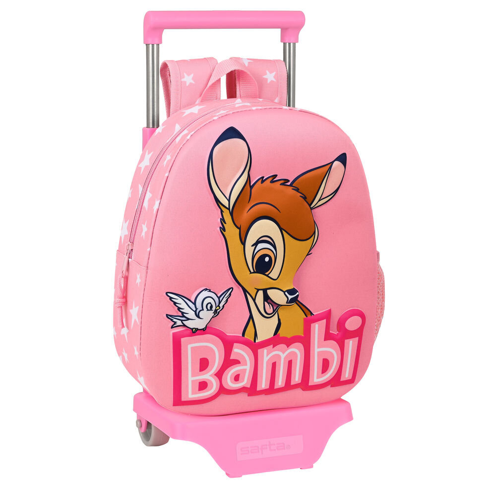 Ratastega 3D-kooliseljakott Disney Bambi Roosa (28 x 10 x 67 cm) hind ja info | Koolikotid, sussikotid | kaup24.ee