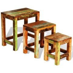 Kolmest taastatud puidust valmistatud lauast koosnev komplekt hind ja info | Diivanilauad | kaup24.ee