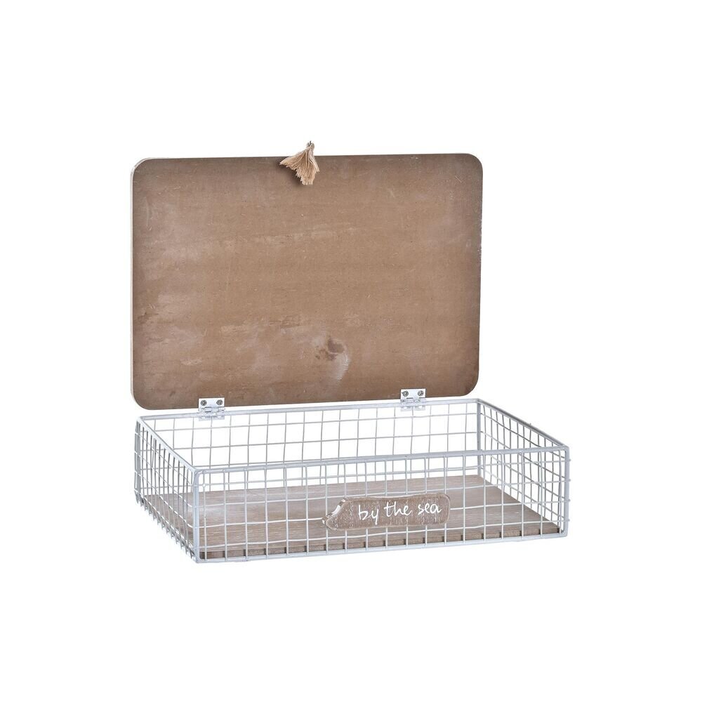 Dekoratiivne karp DKD Home Decor Metall Puit Valge (24 x 16 x 6 cm) hind ja info | Hoiukastid ja -korvid | kaup24.ee