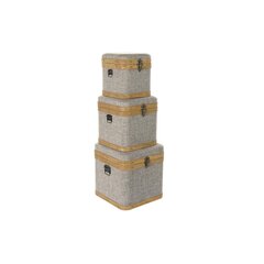 Набор декоративных ящичков DKD Home Decor, деревянный полиэстер (3 шт.) цена и информация | Ящики для вещей | kaup24.ee