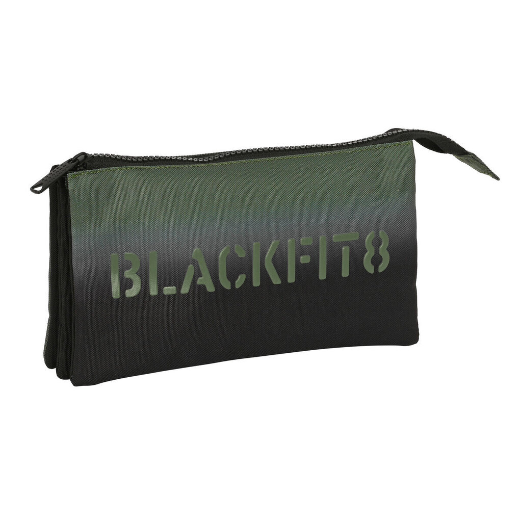 Kolme tõmblukuga pliiatsikarp BlackFit8 Gradient Must Militaarroheline (22 x 12 x 3 cm) hind ja info | Kirjatarbed | kaup24.ee