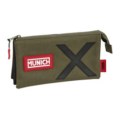 Kolme tõmblukuga pliiatsikarp Munich Class Must Militaarroheline (22 x 12 x 3 cm) hind ja info | Kirjatarbed | kaup24.ee