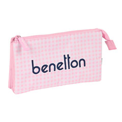 Тройной пенал Benetton Vichy, розовый (22 x 12 x 3 см) цена и информация | Канцелярские товары | kaup24.ee
