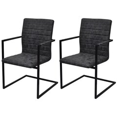 Ребристые консольные обеденные стулья с подлокотниками, черные, 2 шт. цена и информация | Стулья для кухни и столовой | kaup24.ee