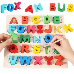 Puidust hariduslik puzzle - Tähed hind ja info | Imikute mänguasjad | kaup24.ee