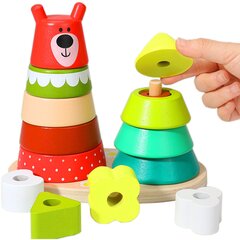 Деревянная пирамида - Плюшевый мишка цена и информация | Развивающие игрушки | kaup24.ee