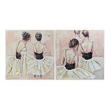 Maal DKD home Decor Dancers baleriin (2 pcs) (100 x 3.5 x 100 cm) hind ja info | Seinapildid | kaup24.ee