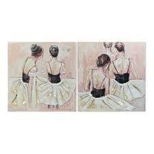 Maal DKD home Decor Dancers baleriin (2 pcs) (100 x 3.5 x 100 cm) цена и информация | Seinapildid | kaup24.ee