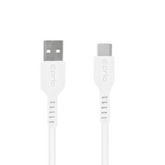 prio Kiirlaadimis- ja sünkroonimiskaabel USB-C ja USB-A 3A 0,25m valge hind ja info | Mobiiltelefonide kaablid | kaup24.ee