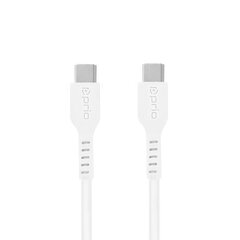 prio Kiirlaadimis- ja sünkroonimiskaabel USB C ja USB C 5A 0,25m valge hind ja info | Mobiiltelefonide kaablid | kaup24.ee