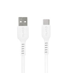 prio Kiirlaadimis- ja sünkroonimiskaabel USB C - USB A 3A 2m valge hind ja info | Mobiiltelefonide kaablid | kaup24.ee