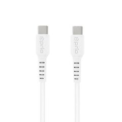 prio Kiirlaadimis- ja sünkroonimiskaabel USB C ja USB C 5A 1,2m valge hind ja info | Mobiiltelefonide kaablid | kaup24.ee