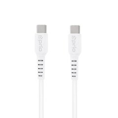 prio Kiirlaadimis- ja sünkroonimiskaabel USB C ja USB C 5A 1,2m valge hind ja info | Mobiiltelefonide kaablid | kaup24.ee