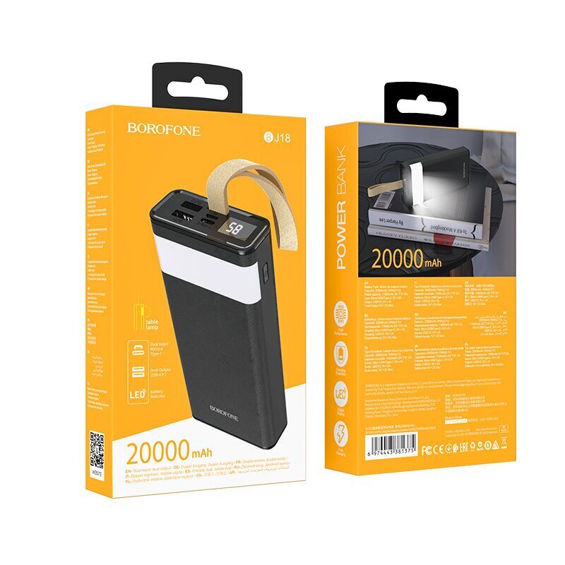 Borofone BJ18 COOLMY akupank 20000 mAh / 2 x USB must hind ja info | Akupangad | kaup24.ee